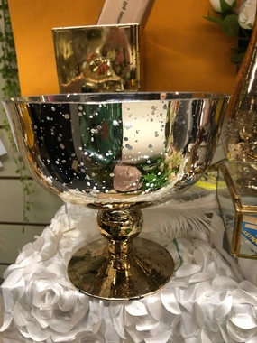 Gold Bowl Glass Bowl Vase 8.3x7H bowl Vase,aesthetic flower vase