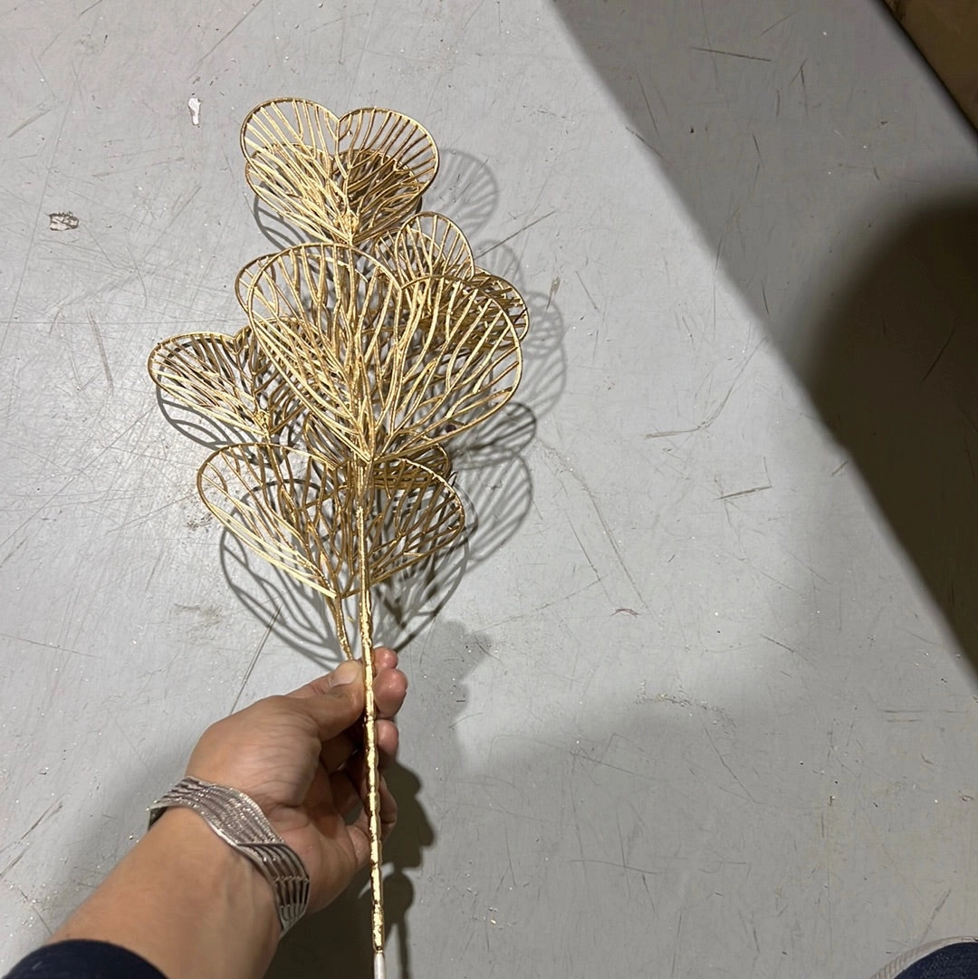 Gold Real touch single stem heart greenery realistic flower bouquet  