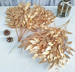 Gold ruscus Eucalyptus Bunch for Wedding home decor realistic flower bouquet  