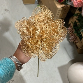 Gold Single Stem Jumbo Rose Spray realistic flower bouquet  