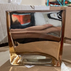 Gold Solid Wedding Centrepiece 4" Cube Square(clear bottom) Glass Vases,aesthetic flower vase