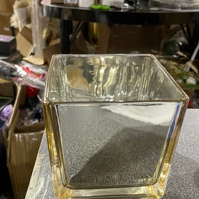 Gold Solid Wedding Centrepiece 5" Cube Square Glass Vases,aesthetic flower vase