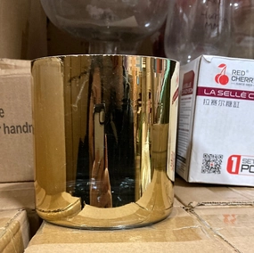 Gold Wedding Centrepiece (4") Cylinder Glass Vase hand made,aesthetic flower vase