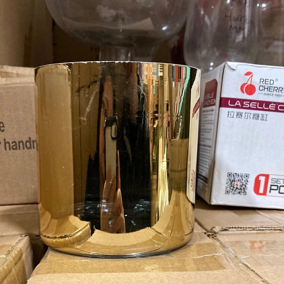 Gold Wedding Centrepiece (4") Cylinder Glass Vase hand made,aesthetic flower vase