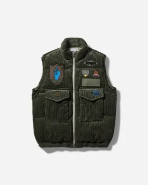 Gonz Multi-Patch Cord-Weste mit Steppung in Khaki