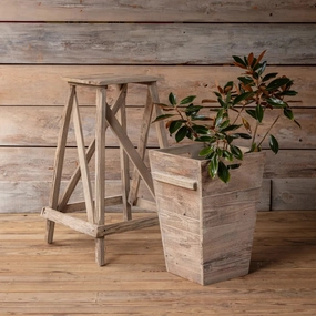 Grainery Wooden Planter,classic ceramic flowerpot