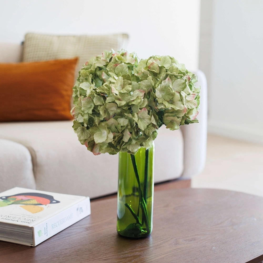 Grand hortensia en papier vert