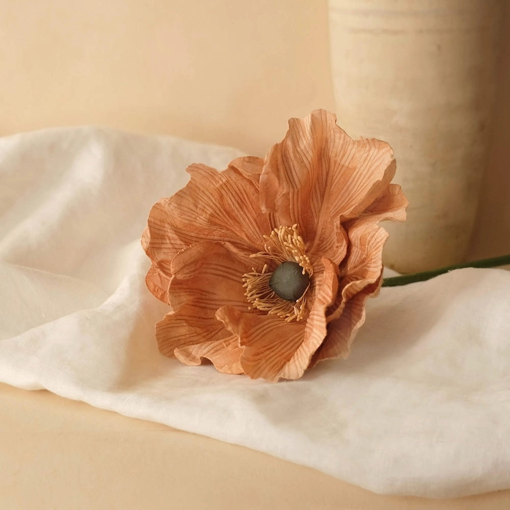 Grand pavot en papier beige,mother's day bouquet