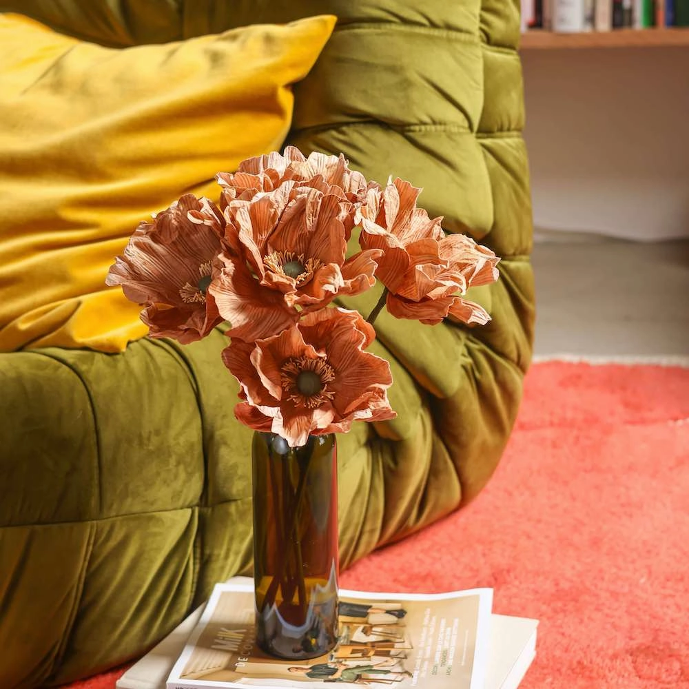 Grand pavot en papier beige
