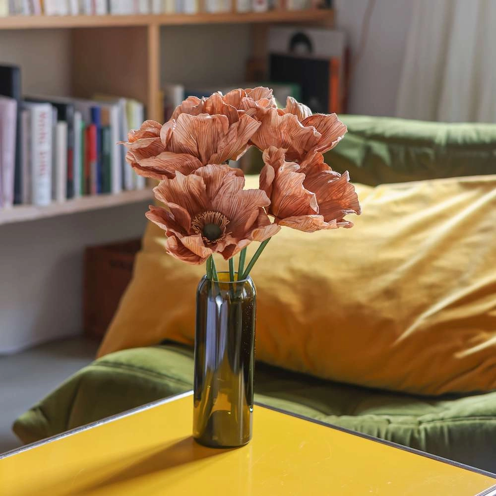 Grand pavot en papier beige