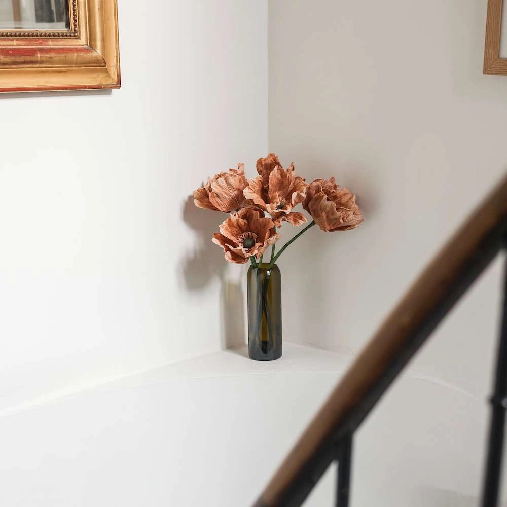 Grand pavot en papier beige