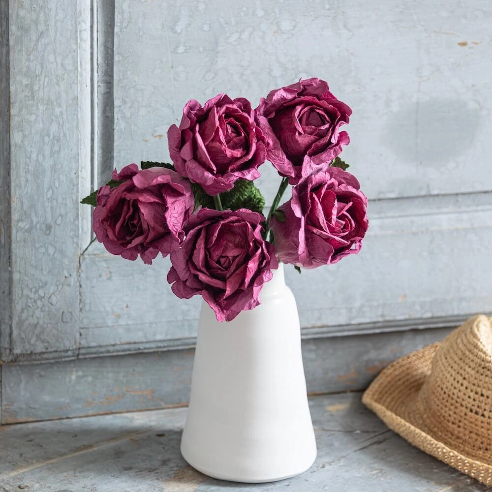 Grande Rose Lady en papier bordeaux