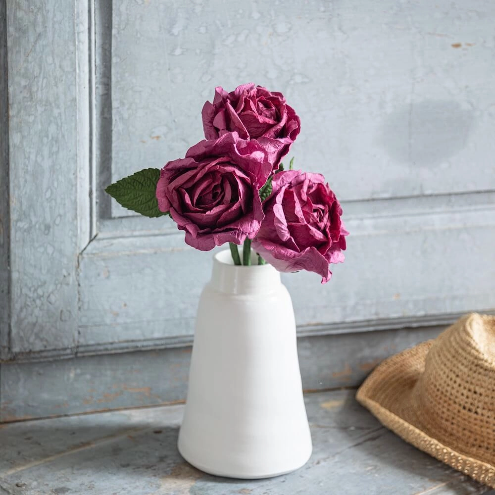 Grande Rose Lady en papier bordeaux