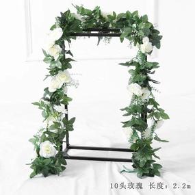 Green Artificial Flower Ivy leaf Garland with white flower wedding greenery 2.2m realistic flower bouquet  