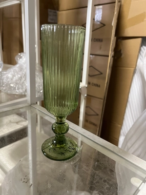 Green Color Thin Striped Champagne Flute(18.5cm*5.5cm),aesthetic flower vase