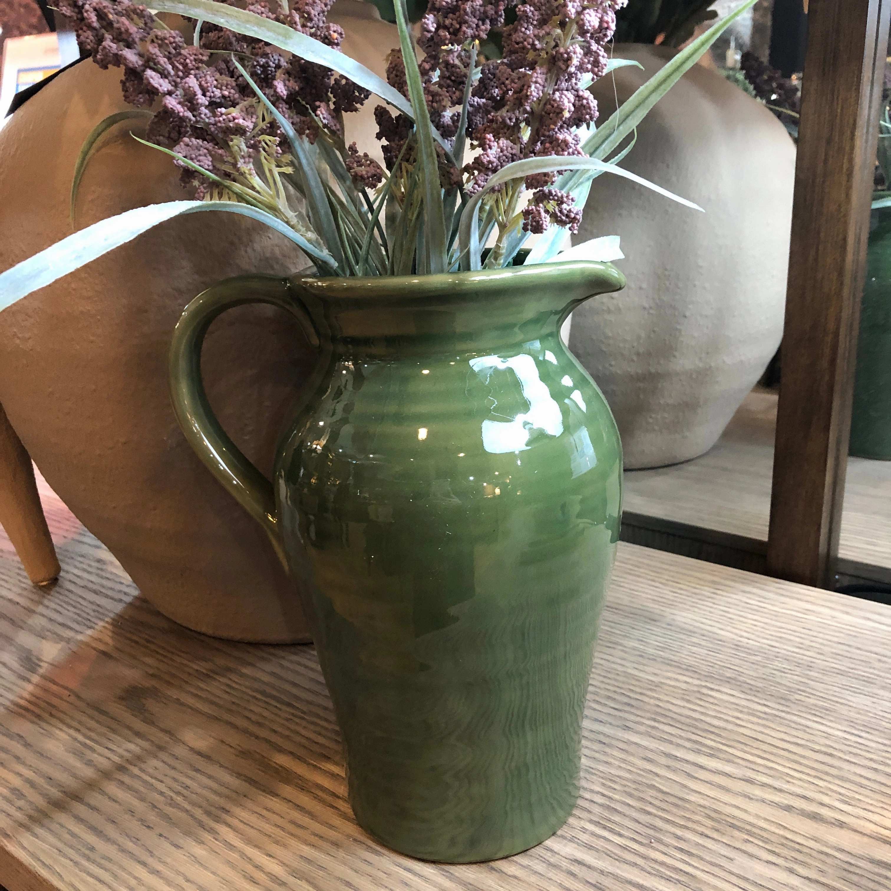 Green Harrison Stoneware Handle Jug 24cm,hand-painted ceramic vase