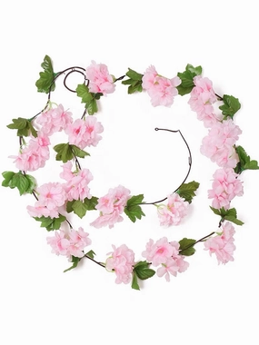 Green leaf Garland with pink flower wedding greenery 2.2m realistic flower bouquet  