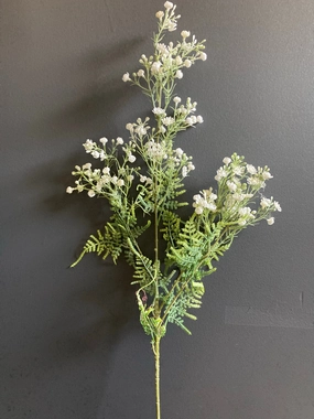 Green Leaf with White flower long stem baby breath realistic flower bouquet  