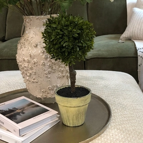 Green Miniature Boxwood Ball in Brown Pot,dried artificial flower