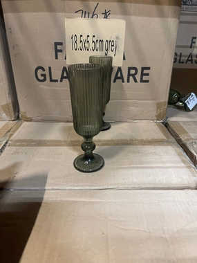 Grey Color Thin Striped Champagne Flute(18.5cm*5.5cm),aesthetic flower vase