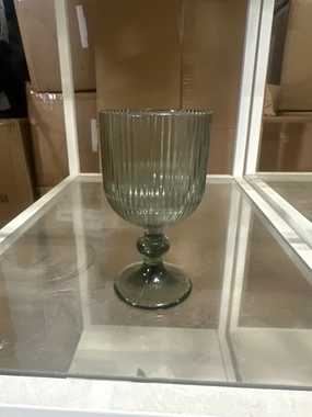 Grey Color thin Striped drinking Glass drinkware cup goblet,aesthetic flower vase