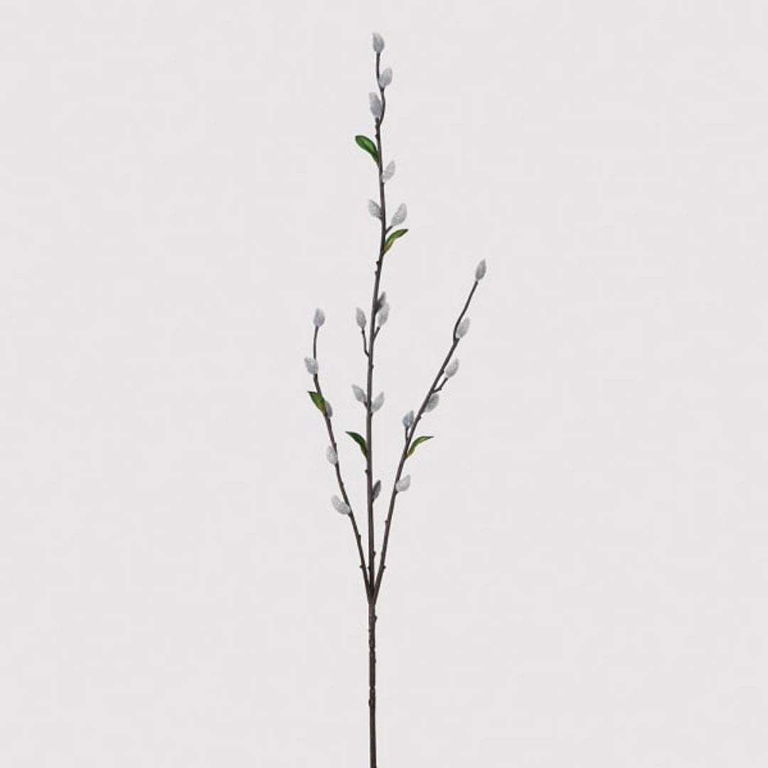 Grey Pussy Willow Spray with Leaves 88cm