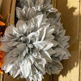 Grey/silver Dahlia Bunch realistic flower bouquet  