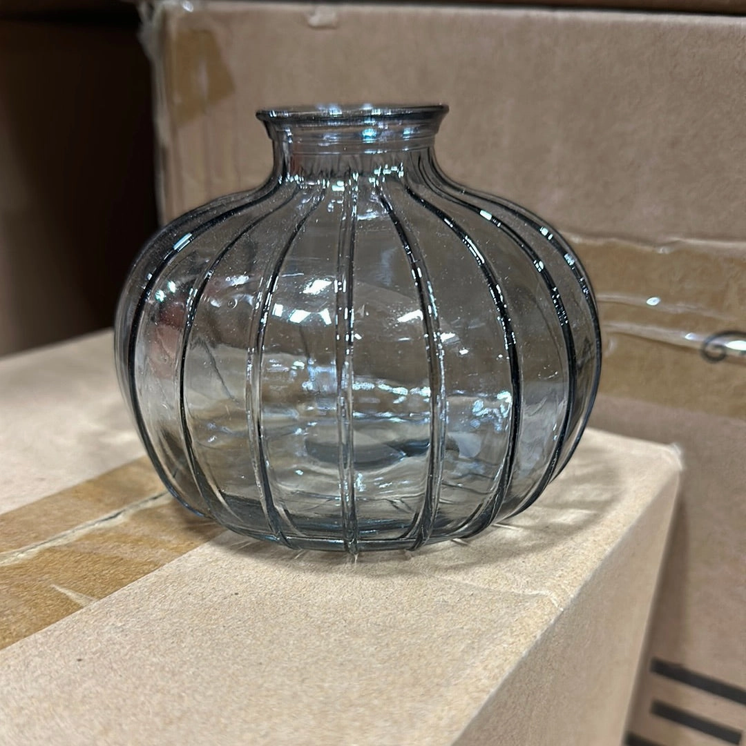 Grey Small Bud vase 3.5"/8.7cm  round big belly pumpkin