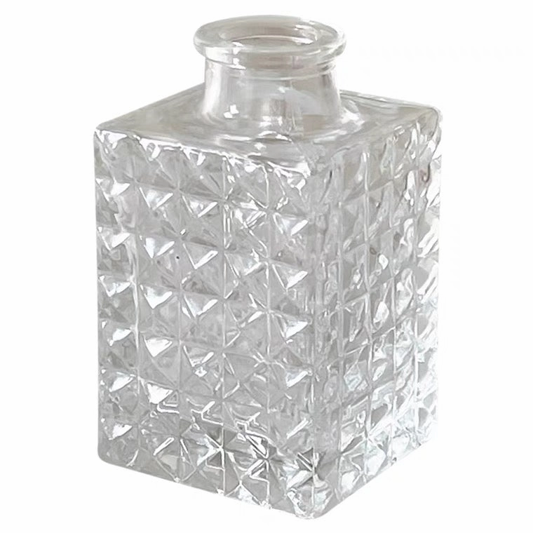 Grid Diamond Crystal vintage Bud vase 3.5H wedding centerpiece,aesthetic flower vase