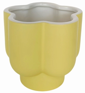 Groovy Flower Planter Yellow & White,terracotta plant pot
