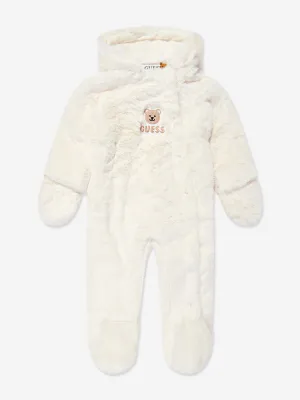 Guess Baby Kunstpelz-Schneeanzug in Elfenbein