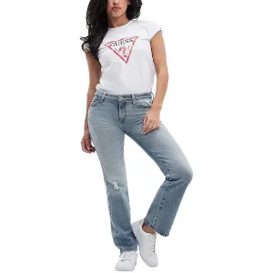 Guess Damen Jeans mit mittlerer Taillenhöhe in Hellwaschung mit geradem Bein