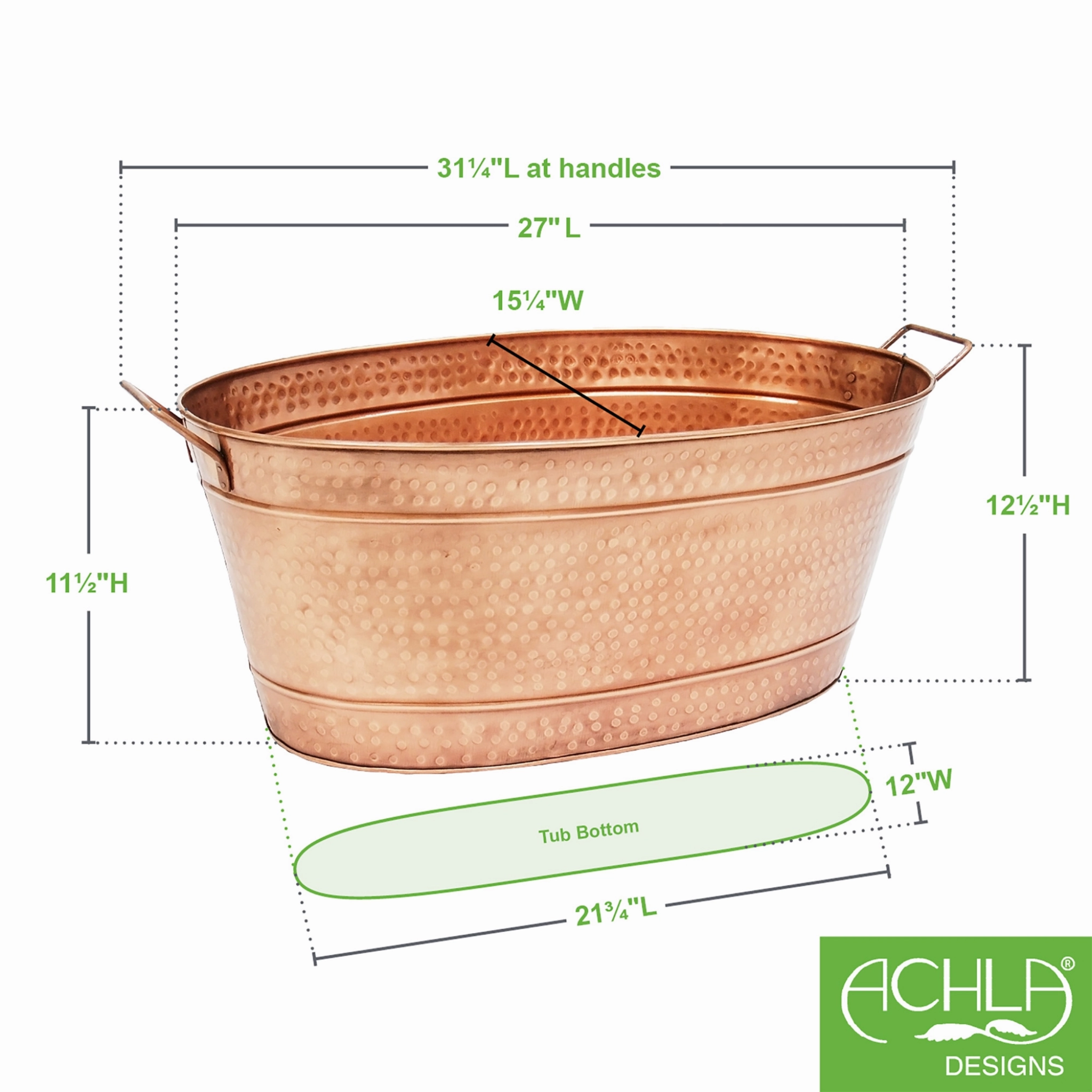 Hammered Copper-Plated Tub