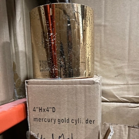 Handmade Mercury Gold Wedding Centrepiece (4") Cylinder Glass Vase,aesthetic flower vase