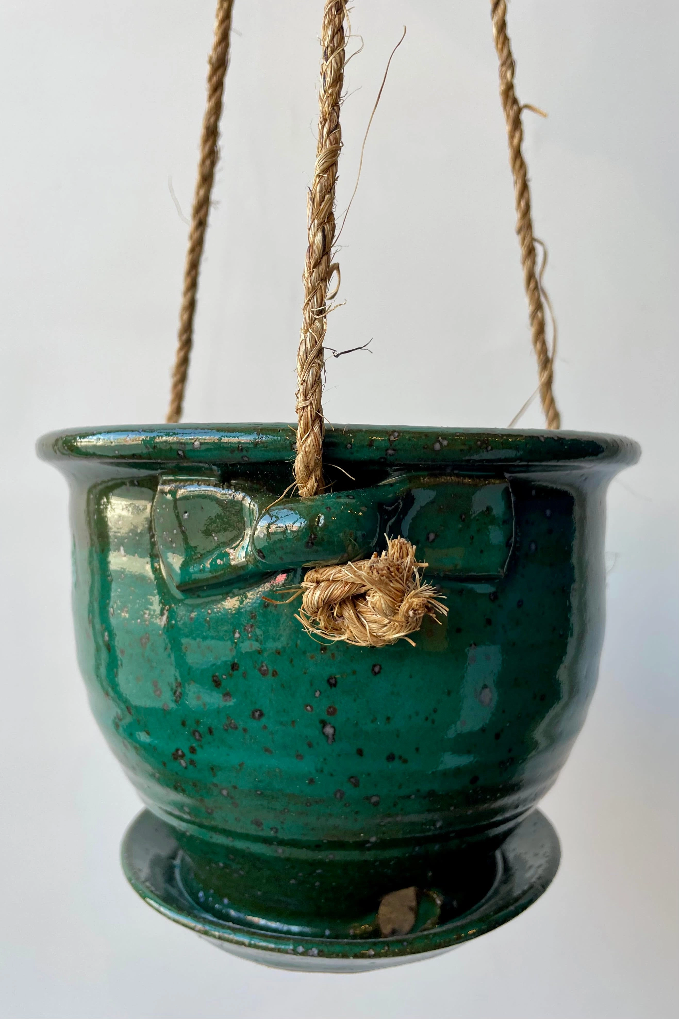 Hanging Planter Jade Green Glaze 6"