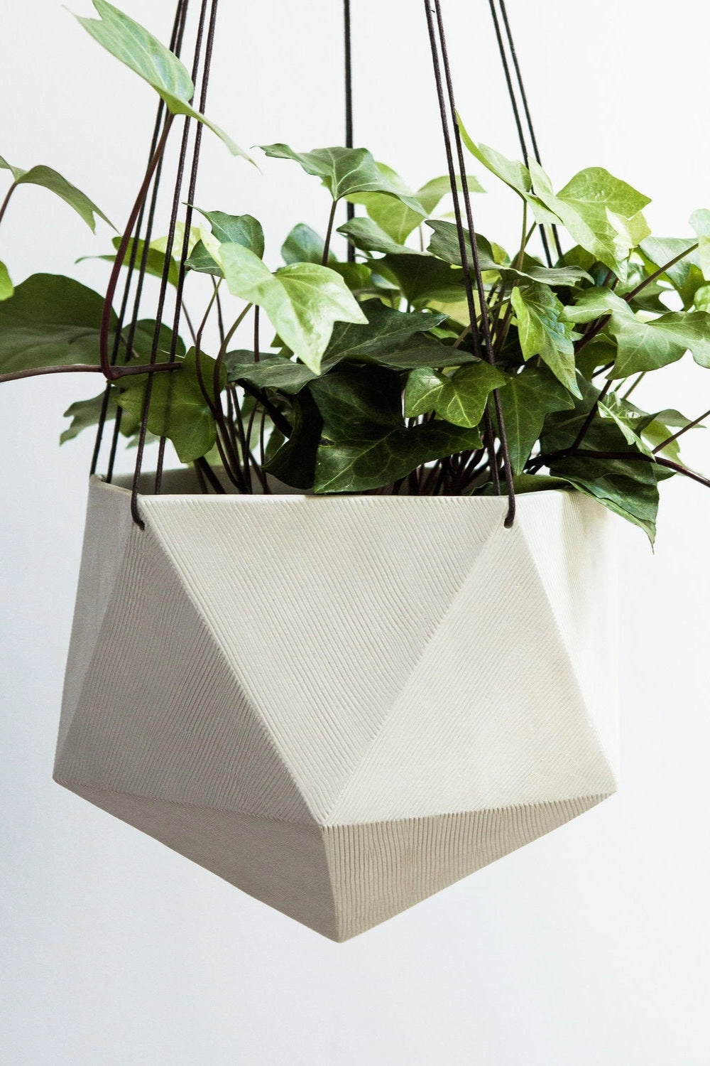 Hanging Planter Linea Carved Lines White XL