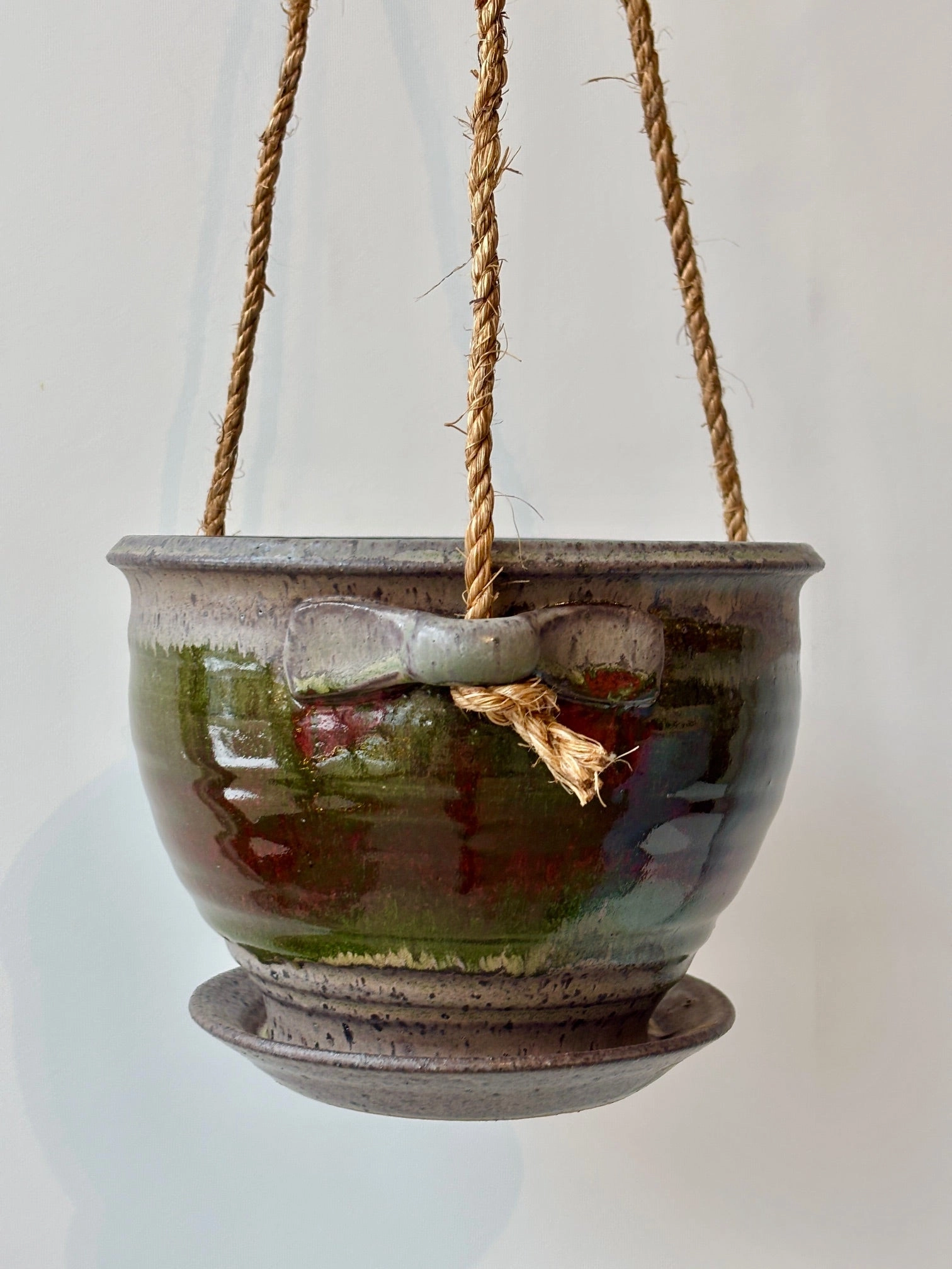 Hanging Planter Moss & Lilac Glaze 6"