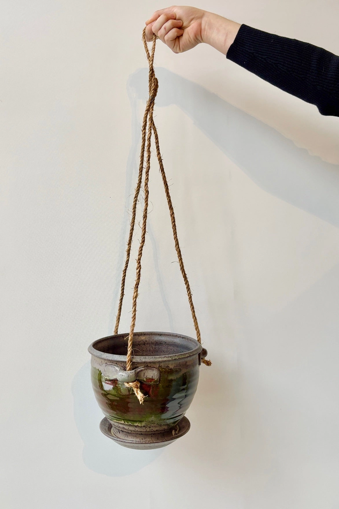 Hanging Planter Moss & Lilac Glaze 6"