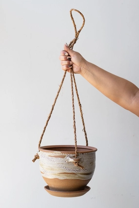 Hanging Planter Super Crackle Glaze 8",indoor flower container