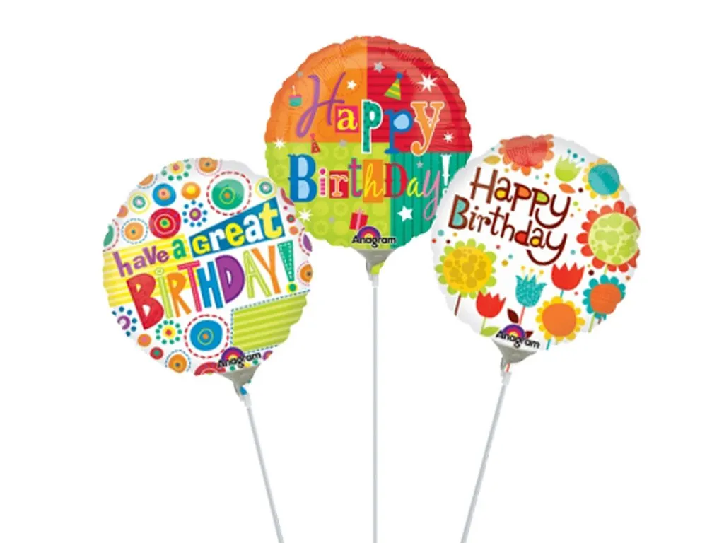 Happy Birthday Balloon On Stick,realistic flower bouquet 