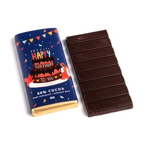 Happy Birthday Dark Chocolate Bar, 85g,faux bloom stem 