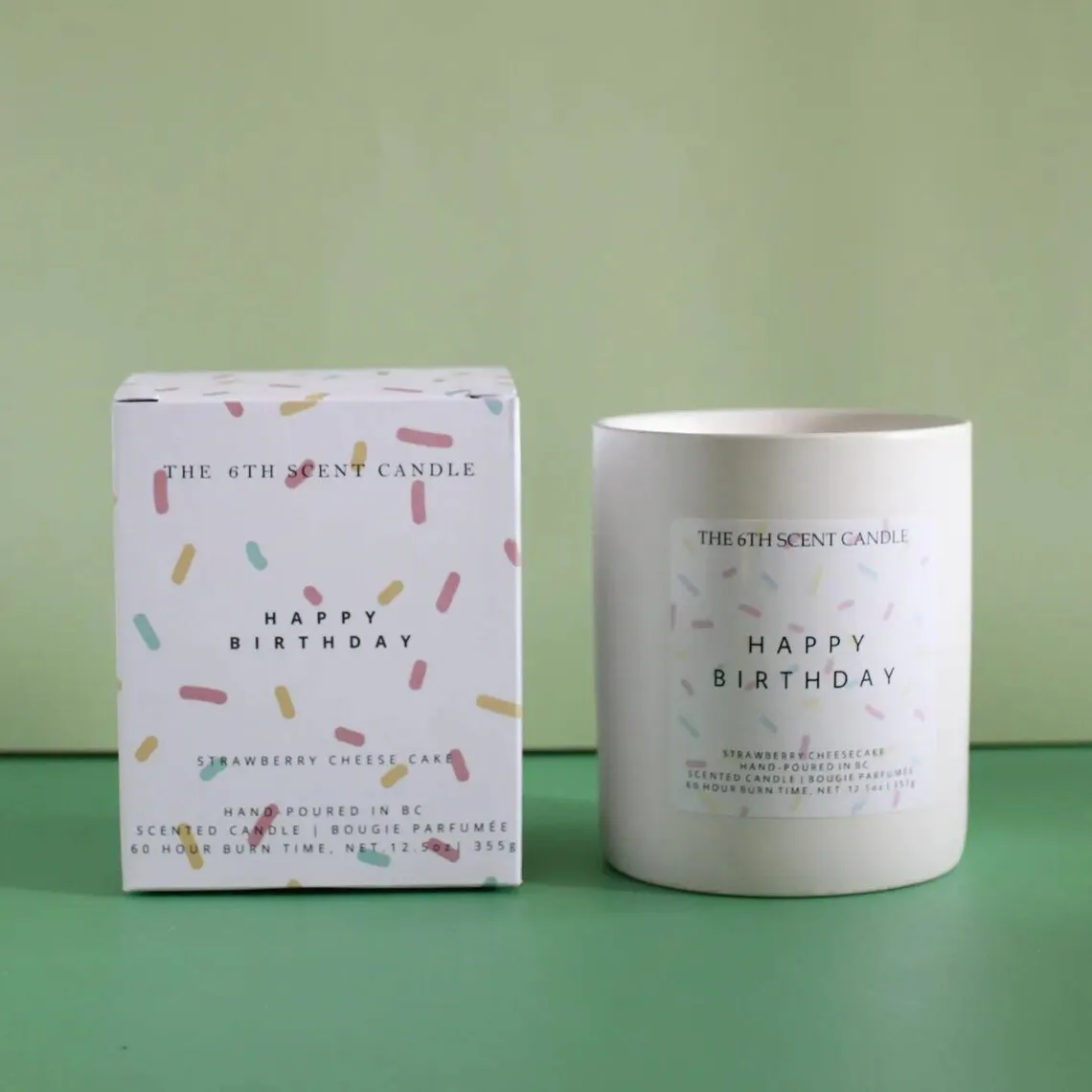 HAPPY BIRTHDAY SOY CANDLE,faux bloom stem 