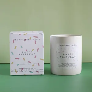 HAPPY BIRTHDAY SOY CANDLE,faux bloom stem 