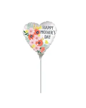 Happy Mother's Day Mini Balloon No.3 (Size 4"),faux bloom stem 