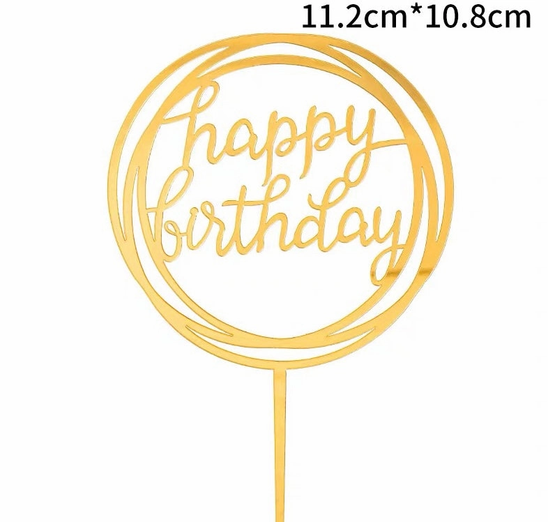 Happy Birthday Cake Topper artificial flower bouquet  