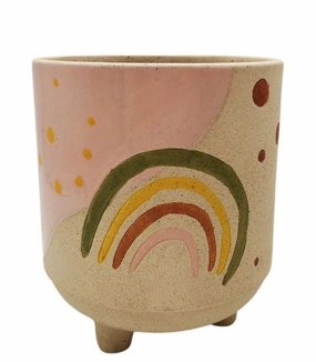 Haven Rainbow Planter with Legs Pink & Green,terracotta plant pot