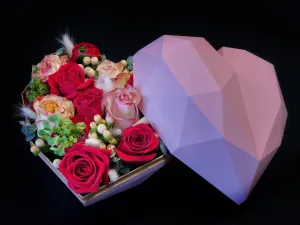 Heart Shape Flower Box,realistic flower bouquet 