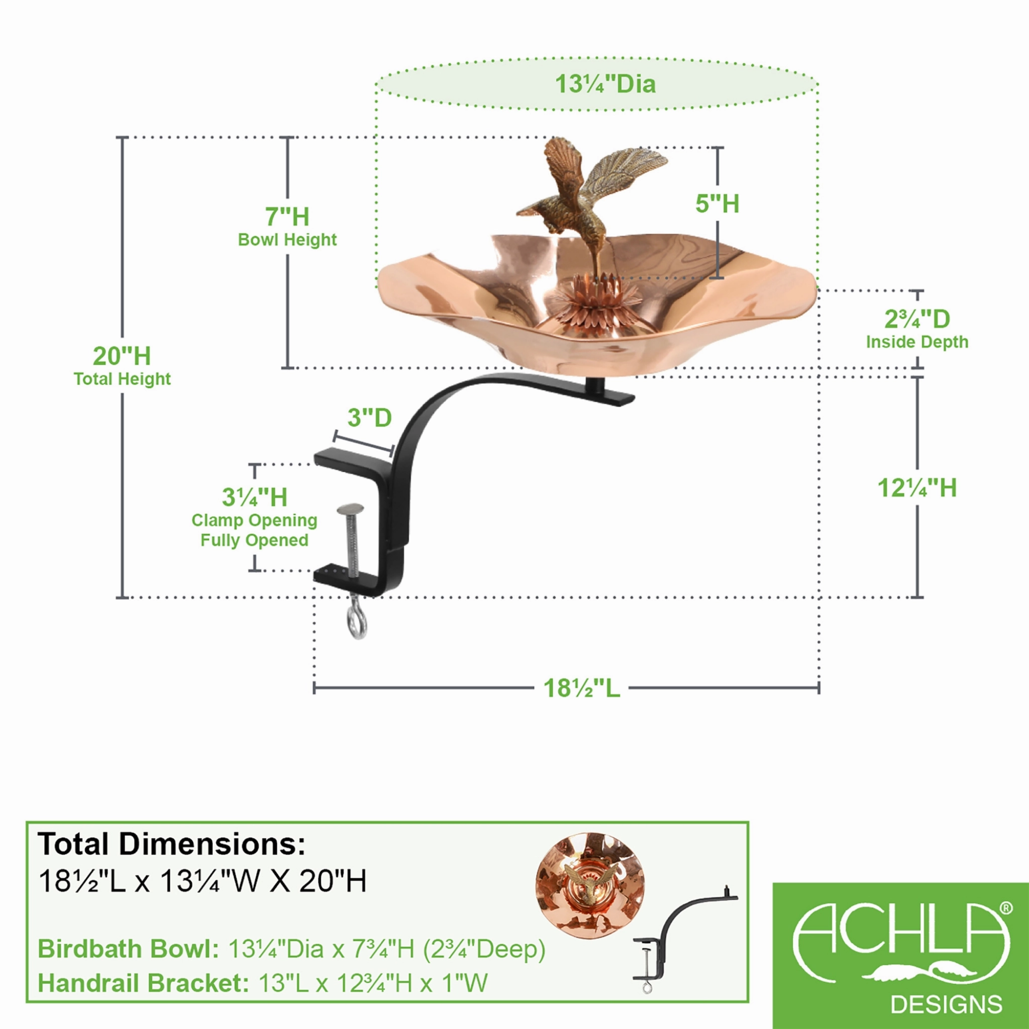 Heart Shaped Birdbath & Railing Bracket
