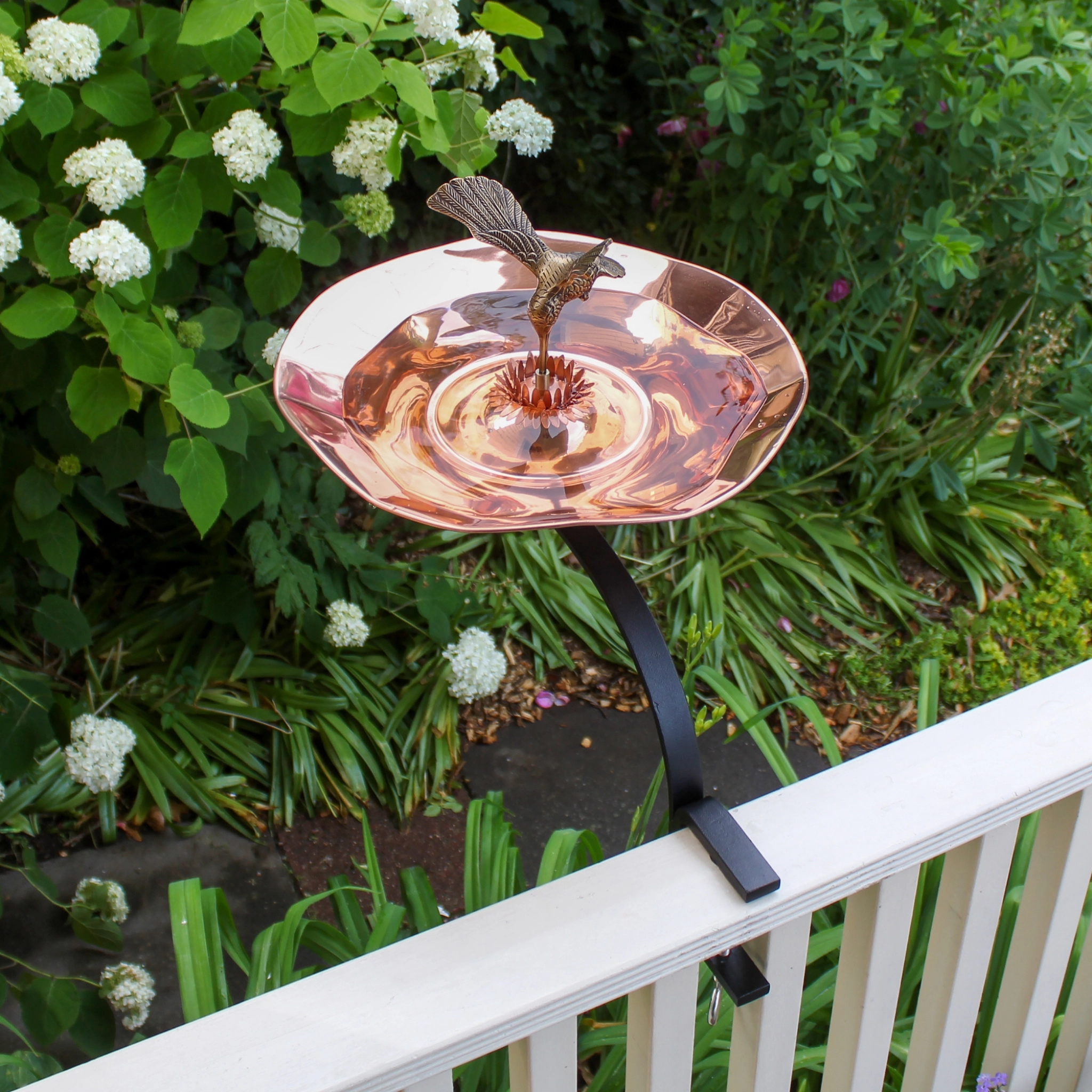Heart Shaped Birdbath & Railing Bracket