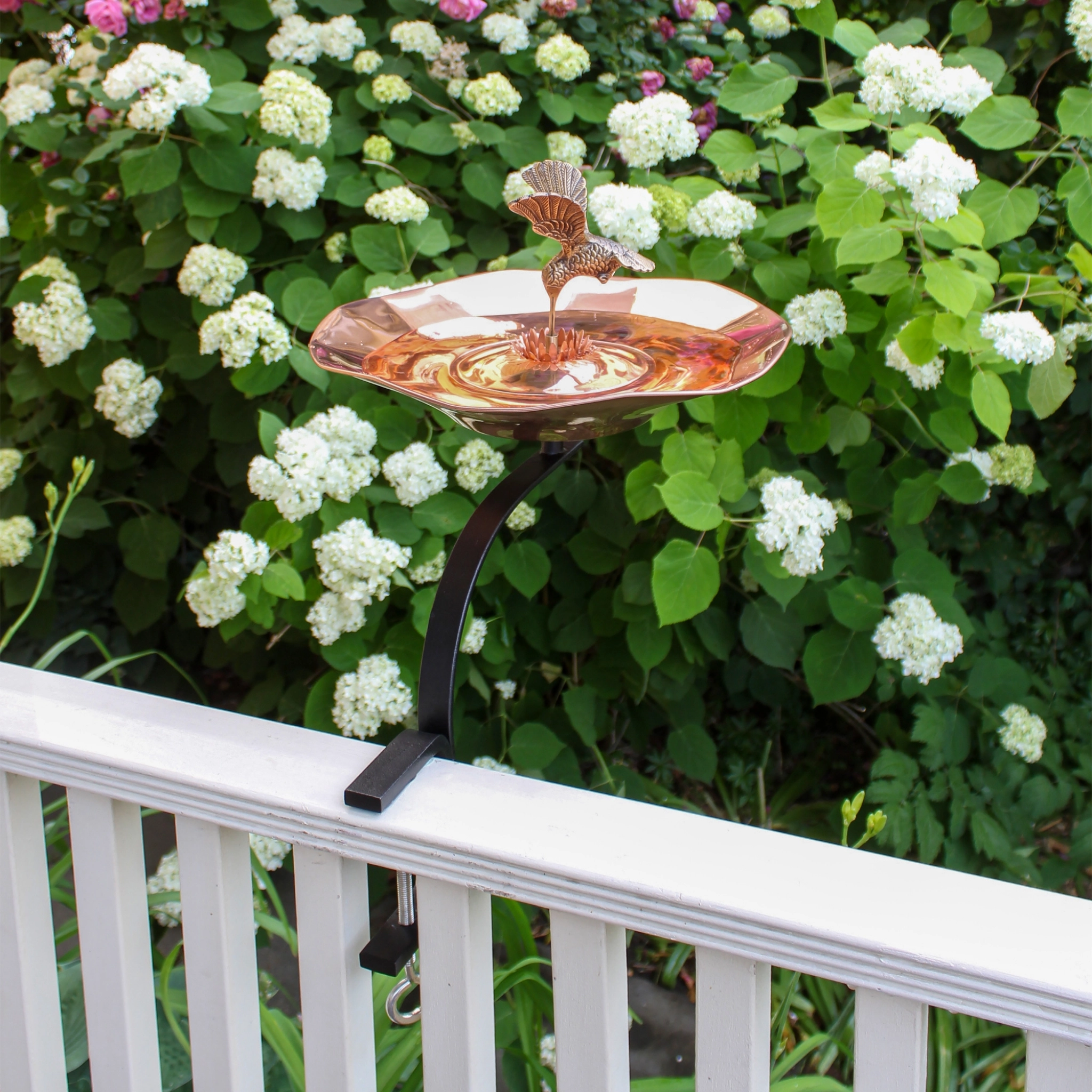 Heart Shaped Birdbath & Railing Bracket